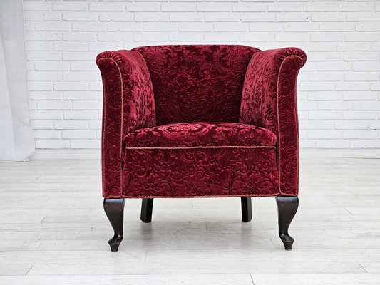 Vintage Danish Chair in Red Cotton and Wool Fabric, 1950s-TMW-1793000