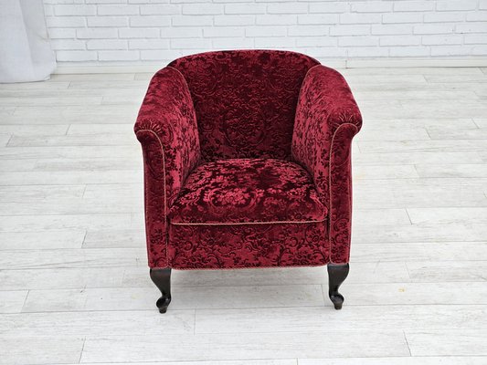 Vintage Danish Chair in Red Cotton and Wool Fabric, 1950s-TMW-1793000