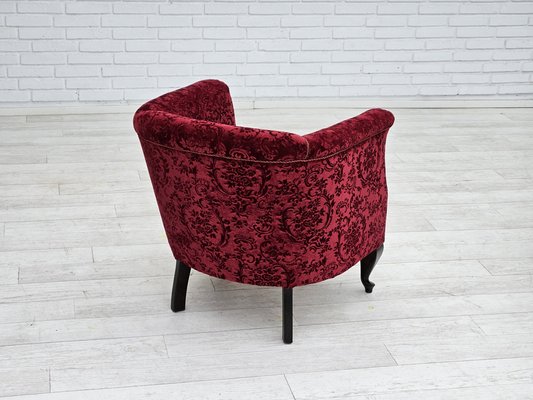 Vintage Danish Chair in Red Cotton and Wool Fabric, 1950s-TMW-1793000