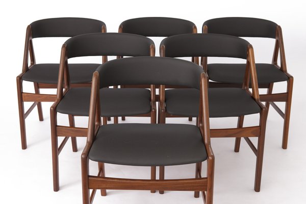 Vintage Danish Chairs by Henning Kjaernulf, 1960s, Set of 6-DOM-1332898