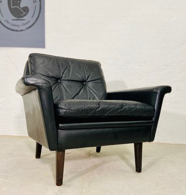 Vintage Danish Club Chairs in Black Leather from Nili Stoppmøbler, 1970, Set of 2-UAY-2031619