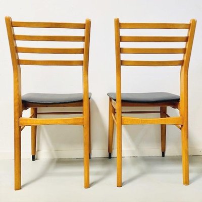 Vintage Danish Dining Chairs in Black Skai, Set of 2-BMU-1817396