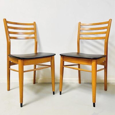 Vintage Danish Dining Chairs in Black Skai, Set of 2-BMU-1817396