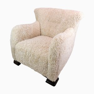 Vintage Danish Easy Chair in Sheepskin, 1940s-UY-1730572