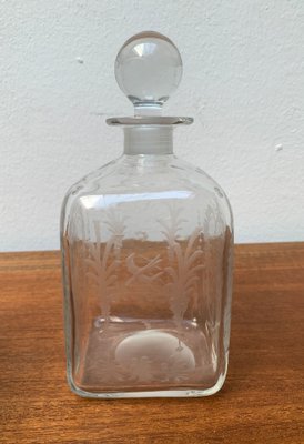 Vintage Danish Glass Bottle With Engraving-UAH-1209538