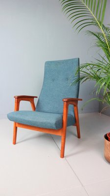 Vintage Danish Highback Armchair in Teak and Wool, 1960s-DT-2026244