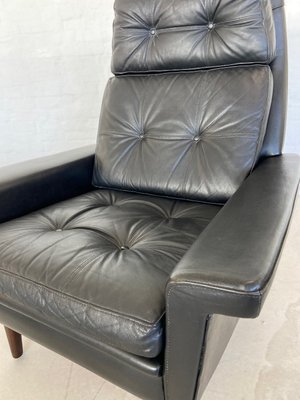 Vintage Danish Highback Chair in Black Leather from Nili Stoppmøbler, 1970s-UAY-2031618