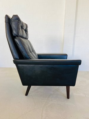 Vintage Danish Highback Chair in Black Leather from Nili Stoppmøbler, 1970s-UAY-2031618