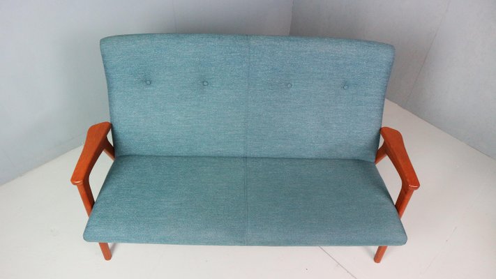 Vintage Danish Highback Sofa in Teak and Wool, 1960s-DT-2026243