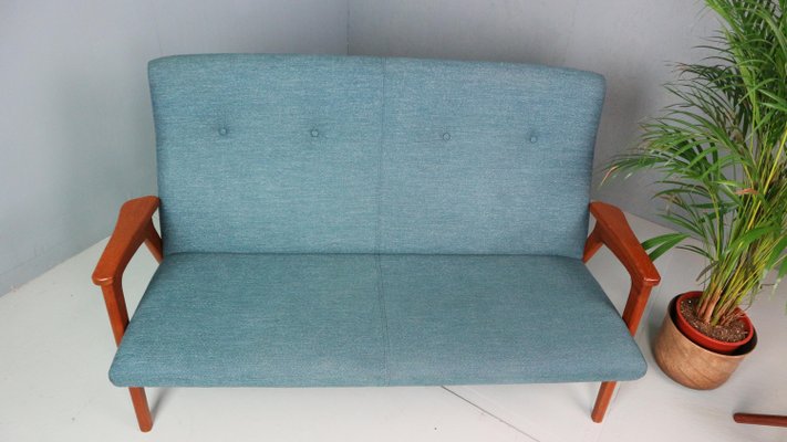 Vintage Danish Highback Sofa in Teak and Wool, 1960s-DT-2026243