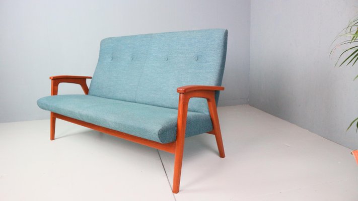 Vintage Danish Highback Sofa in Teak and Wool, 1960s-DT-2026243