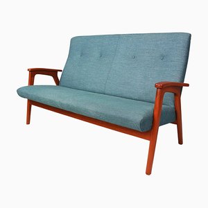 Vintage Danish Highback Sofa in Teak and Wool, 1960s-DT-2026243