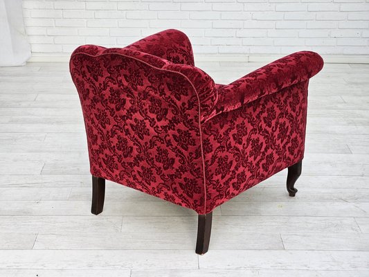 Vintage Danish Lounge Chair in Red Cotton and Wool Fabric, 1950s-TMW-1792979