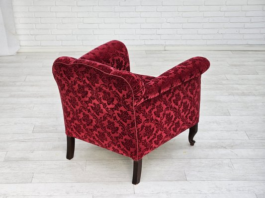 Vintage Danish Lounge Chair in Red Cotton and Wool Fabric, 1950s-TMW-1792979