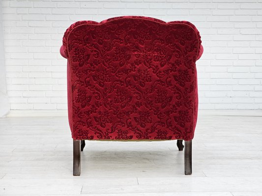 Vintage Danish Lounge Chair in Red Cotton and Wool Fabric, 1950s-TMW-1792979