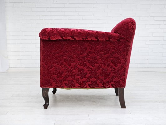 Vintage Danish Lounge Chair in Red Cotton and Wool Fabric, 1950s-TMW-1792979