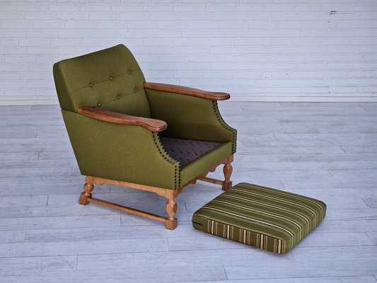 Vintage Danish Lounge Chair in Wool and Oak, 1970s-TMW-1804353