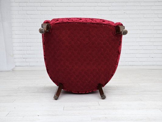 Vintage Danish Lounge Chairs in Red Cotton and Wool Fabric, 1950s, Set of 2-TMW-1792981