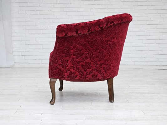 Vintage Danish Lounge Chairs in Red Cotton and Wool Fabric, 1950s, Set of 2-TMW-1792981