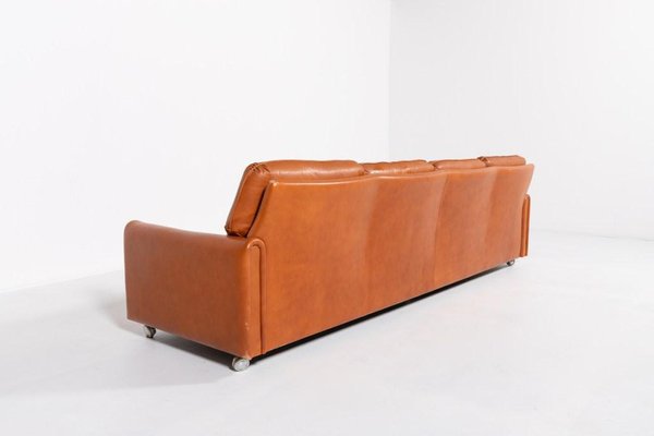 Vintage Danish Modern Cognac Leather Sofa, 1960s-KMC-1812143