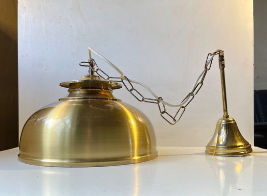 Vintage Danish Nautical Hanging Lamp in Brass, 1970s-LCR-1215577