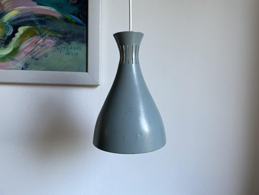 Vintage Danish Retro Pigeon Blue Pendant Lamp, 1960s-WSA-936820