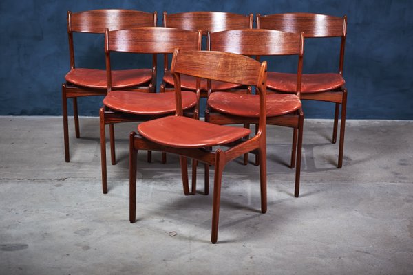 Vintage Danish Rosewood Dining Chairs by Erik Buch, 1960s, Set of 6-ZGQ-575169