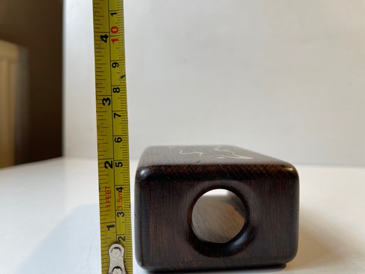 Vintage Danish Rosewood Matchbox Holder with Abstract Silver Inlays by Axel Salomonsen, 1960s-LCR-1397326