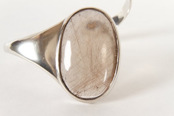 Vintage Danish Silver Bracelet with Rutile Quartz, 1970s-WIX-1001217