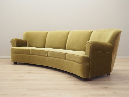 Vintage Danish Sofa in Green Velour, 1960s-VND-2034646