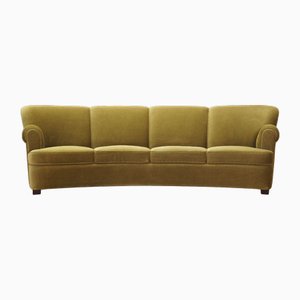 Vintage Danish Sofa in Green Velour, 1960s-VND-2034646