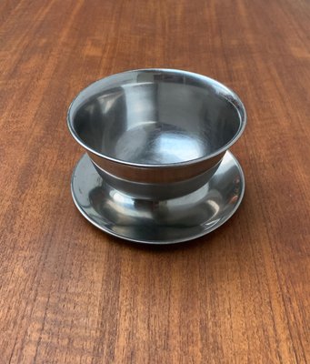 Vintage Danish Stainless Steel and Teak Plate and Bowl, Set of 2-UAH-1050752