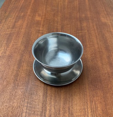 Vintage Danish Stainless Steel and Teak Plate and Bowl, Set of 2-UAH-1050752