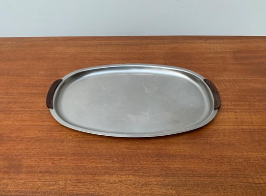 Vintage Danish Stainless Steel and Teak Plate and Bowl, Set of 2-UAH-1050752