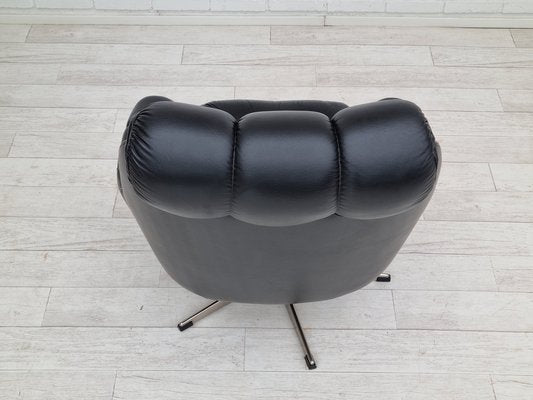 Vintage Danish Swivel Leather Armchair, 1970s-TMW-1404768