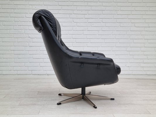 Vintage Danish Swivel Leather Armchair, 1970s-TMW-1404768