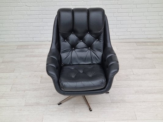 Vintage Danish Swivel Leather Armchair, 1970s-TMW-1404768