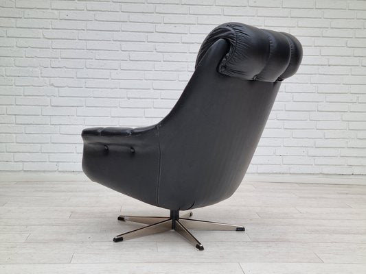 Vintage Danish Swivel Leather Armchair, 1970s-TMW-1404768