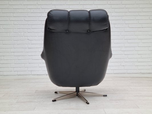 Vintage Danish Swivel Leather Armchair, 1970s-TMW-1404768