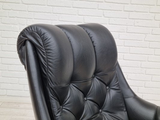 Vintage Danish Swivel Leather Armchair, 1970s-TMW-1404768