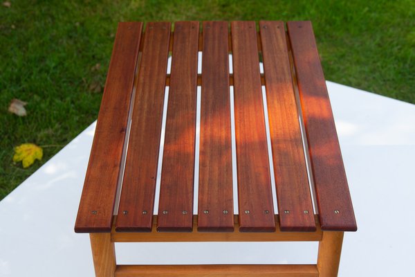 Vintage Danish Teak and Beech Side Table, 1950s-WIX-1397487