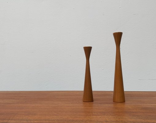 Vintage Danish Teak Candleholders, Set of 2-UAH-984540