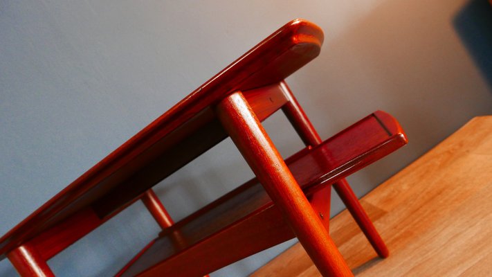 Vintage Danish Teak Coffee Table with Lower Pull Out Shelf, 1970s-KK-2027996