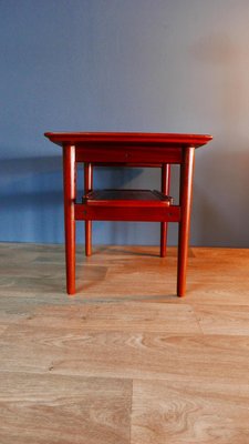 Vintage Danish Teak Coffee Table with Lower Pull Out Shelf, 1970s-KK-2027996