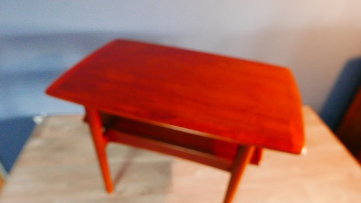 Vintage Danish Teak Coffee Table with Lower Pull Out Shelf, 1970s-KK-2027996