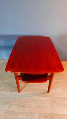 Vintage Danish Teak Coffee Table with Lower Pull Out Shelf, 1970s-KK-2027996