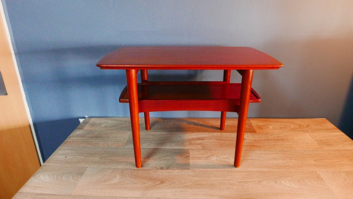 Vintage Danish Teak Coffee Table with Lower Pull Out Shelf, 1970s-KK-2027996