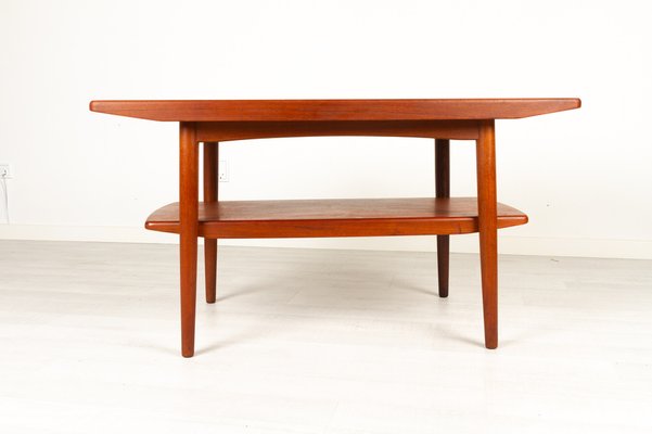 Vintage Danish Teak Coffee Table with Shelf, 1960s-WIX-953375