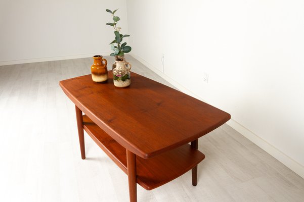 Vintage Danish Teak Coffee Table with Shelf, 1960s-WIX-953375