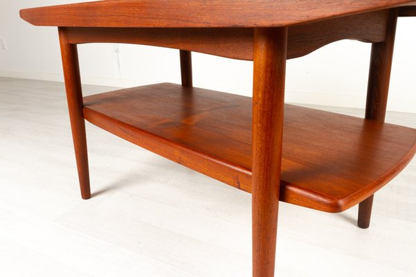 Vintage Danish Teak Coffee Table with Shelf, 1960s-WIX-953375